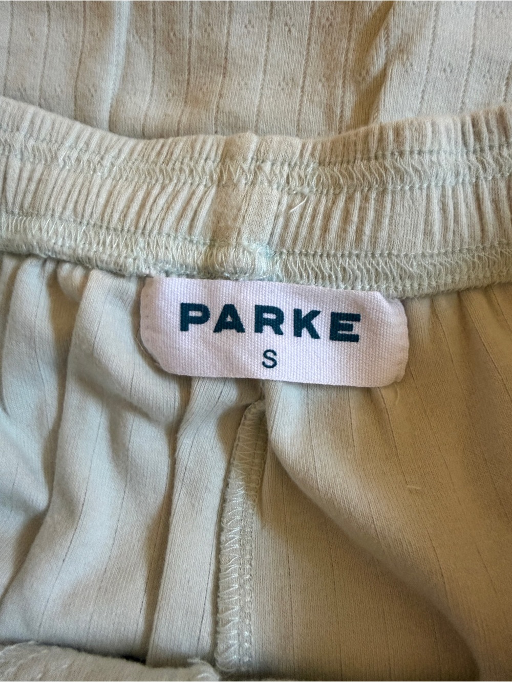 Parke Women’s Cream Ribbed Tank & Short Pajama Set - Picture 2 of 3
